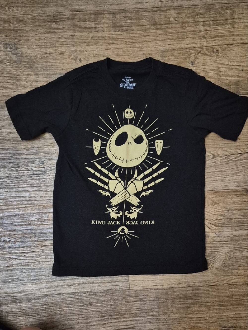 Disney Black Tee with Gold Jack Skellington Graphic